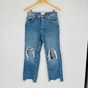 Free People We The Free High Rise Distressed Straight Leg Jeans Womens Size 27